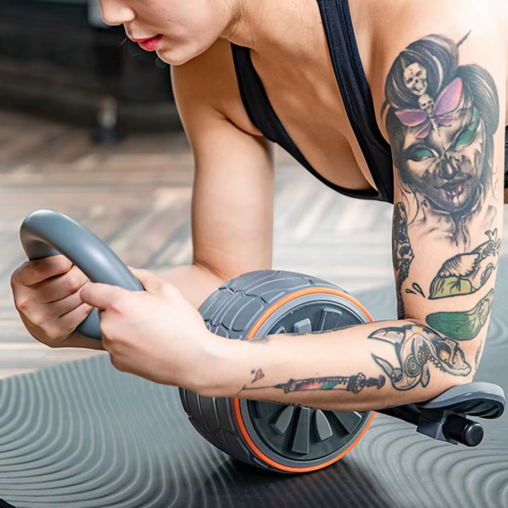 Abdominal Roller Abs Wheel with Elbow Support Knee Pad 4D Abs Roller Mute Exercise Wheels Core Fitness Workout Equipment