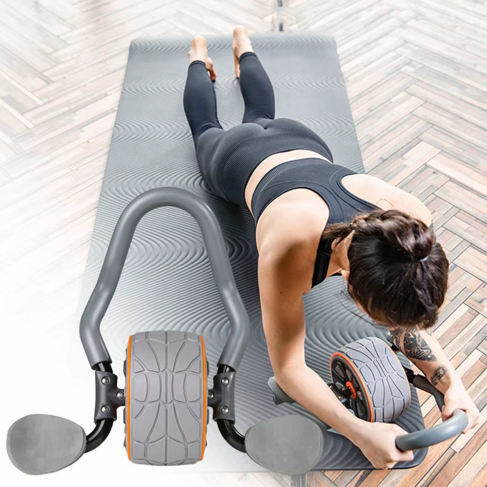 Abdominal Roller Abs Wheel with Elbow Support Knee Pad 4D Abs Roller Mute Exercise Wheels Core Fitness Workout Equipment
